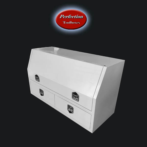 white powder coated toolboxes with 2 drawers