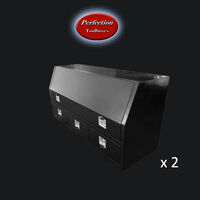 2 x Black powder coated aluminium ute tool boxes with 3 drawer