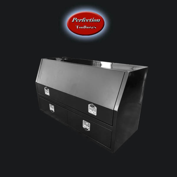 black powder coated toolboxes with 2 drawers