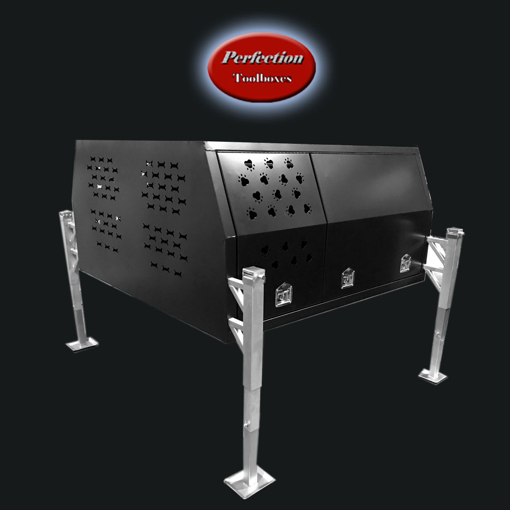 black camper canopy with full dog box