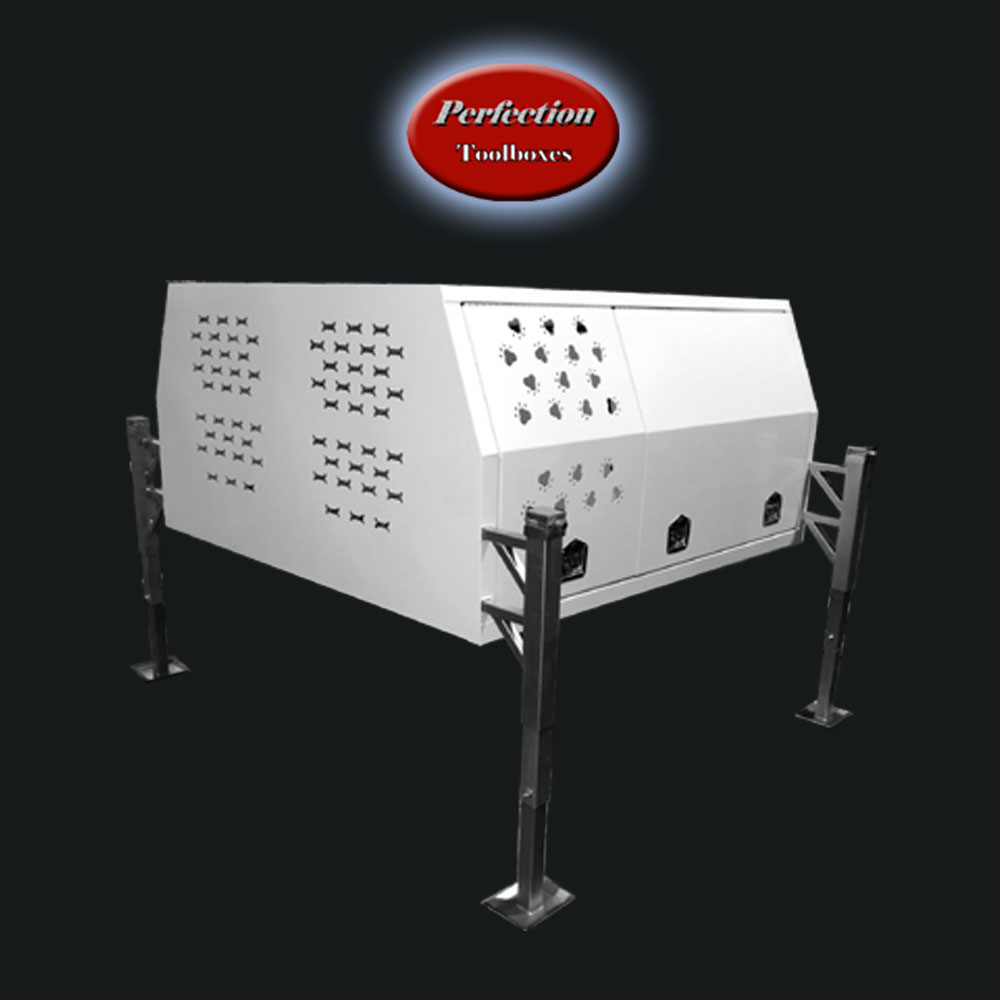 Dual cab camper canopy white with full dog box