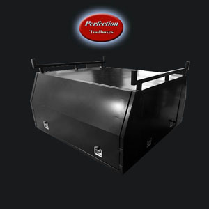 black powder coated dual cab ute canopy