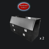 2 x Aluminium black powder coated tool box with 2 drawer