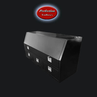 Black powder coated aluminium ute tool box with 3 drawer