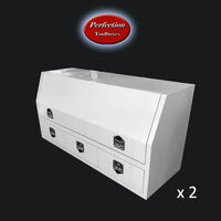Aluminium white powder coated toolboxes with 3 drawers