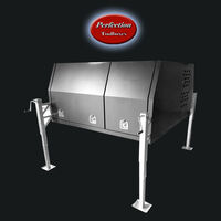 Black powder coated 1650 long dual cab jack off canopy with half dog box