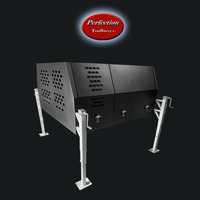 Black powder coated dual cab jack of canopy full dog box