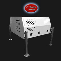 White powder coated dual cab jack off canopy with half dog box